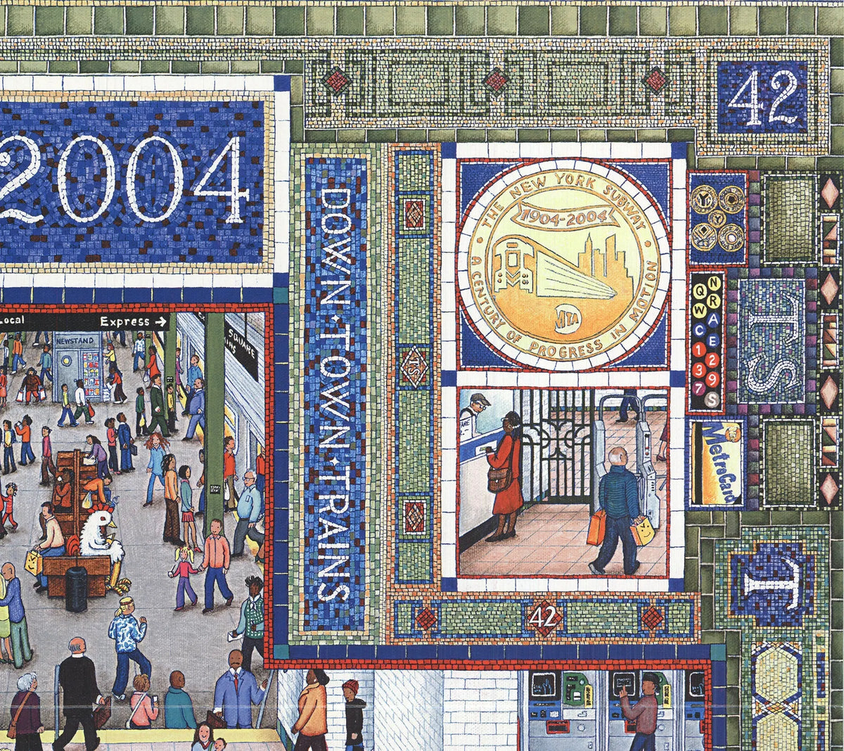 Kathy Jakobsen Subway Centennial 2004 MTA New York City poster featuring colorful subway train artwork and NYC transit imagery.