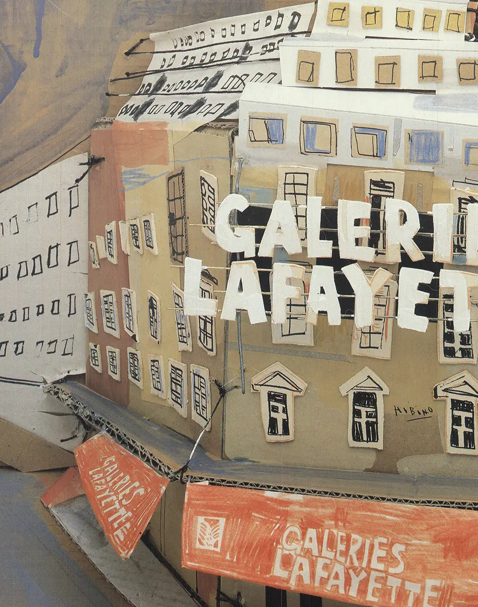 Katsuhiko Hibino Galerie Lafayette 1988 signed limited edition poster, featuring vibrant artwork on high-quality paper.