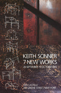 Keith Sonnier 1985 Leo Castelli exhibition poster featuring offset lithograph artwork, showcasing vibrant abstract imagery.