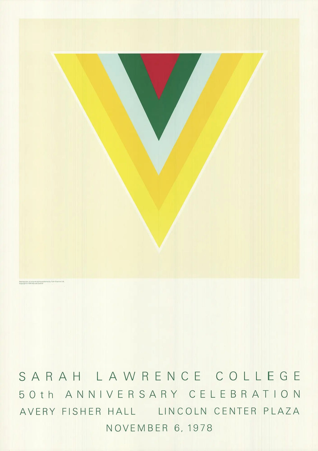 Vintage Kenneth Noland Echo 1978 offset lithograph exhibition art poster showcasing abstract geometric shapes and bold colors.