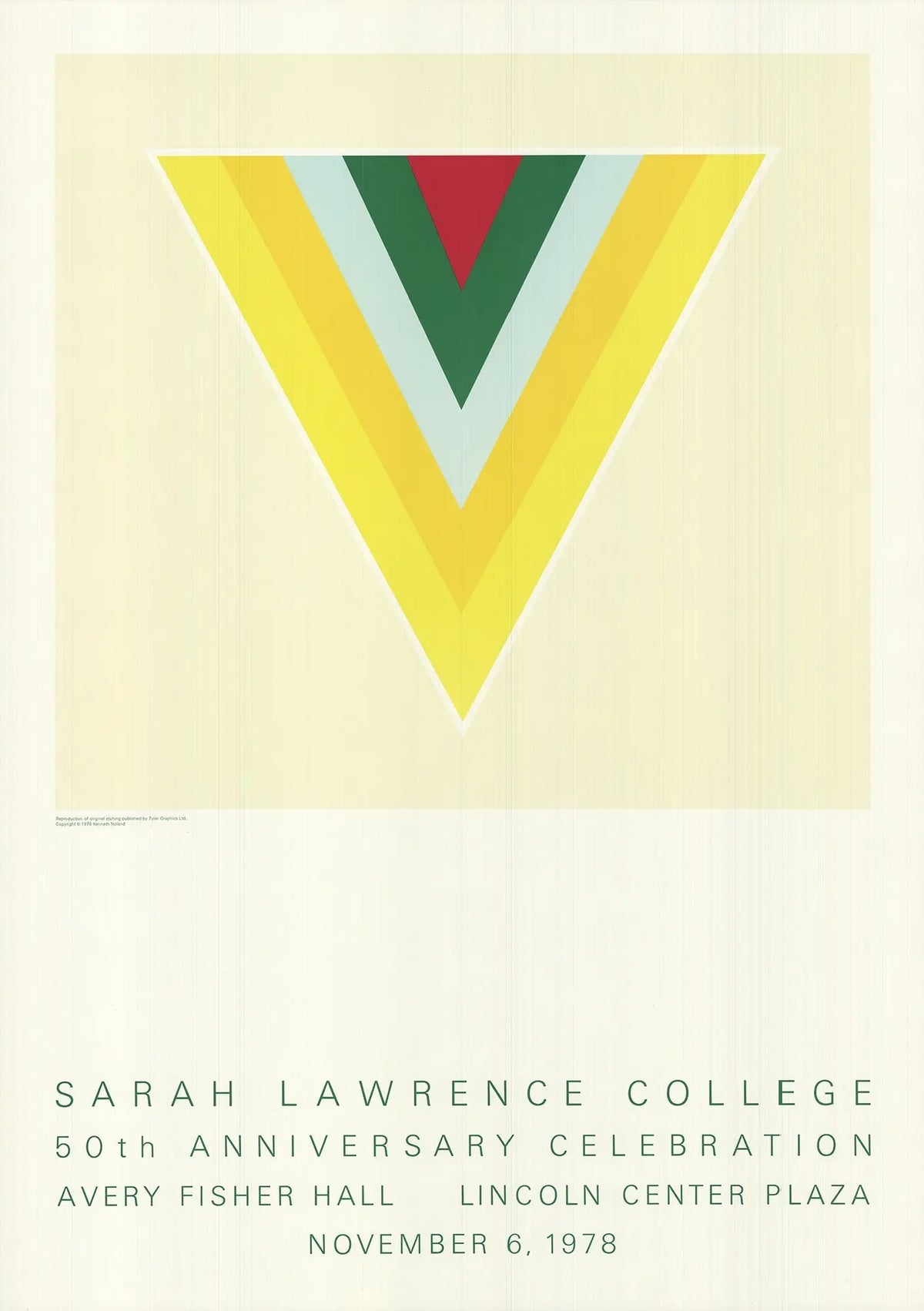 Vintage Kenneth Noland Echo 1978 offset lithograph exhibition art poster showcasing abstract geometric shapes and bold colors.