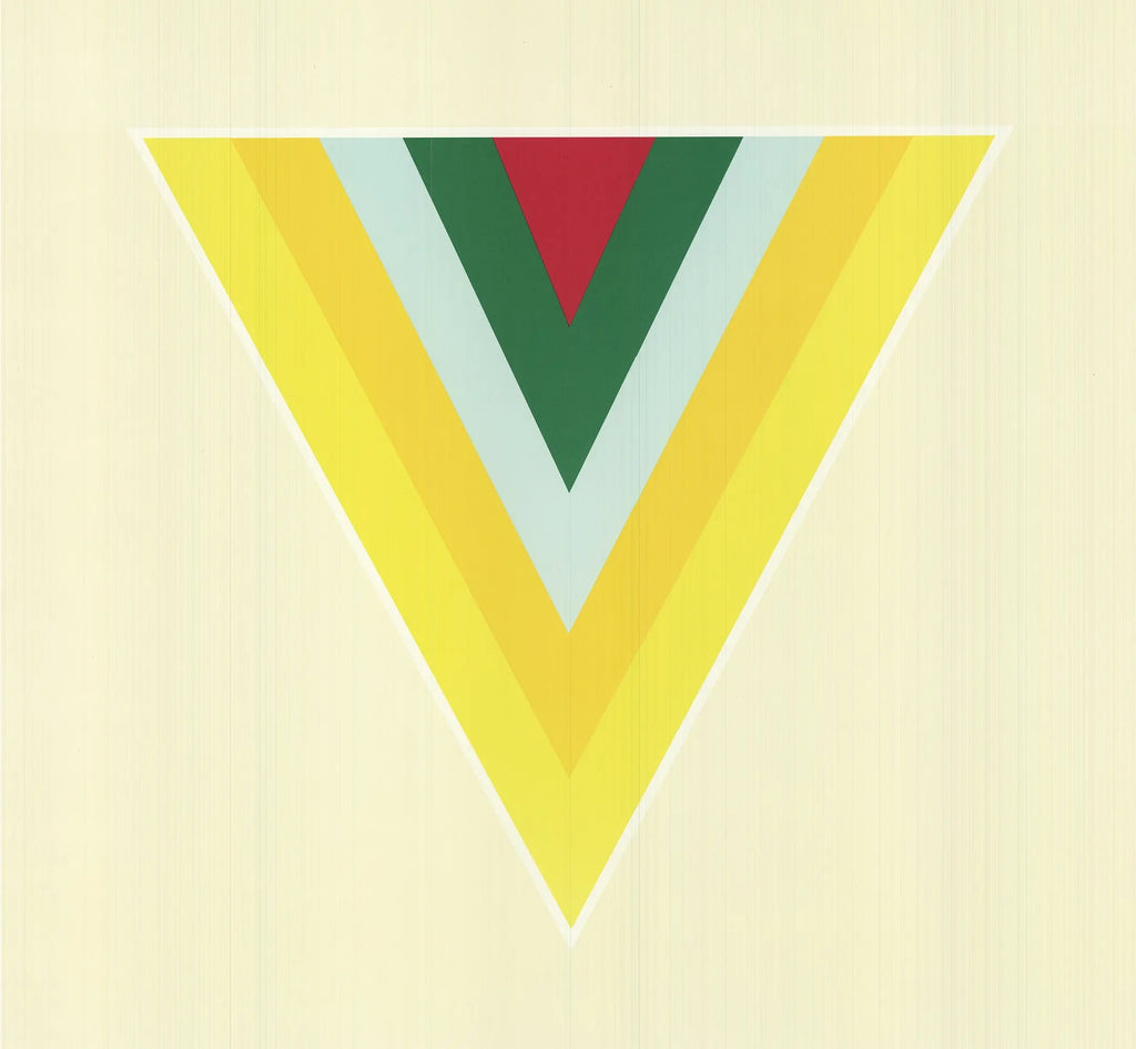 Kenneth Noland Echo 1978 vintage offset lithograph art poster featuring abstract concentric circles and bold colors.