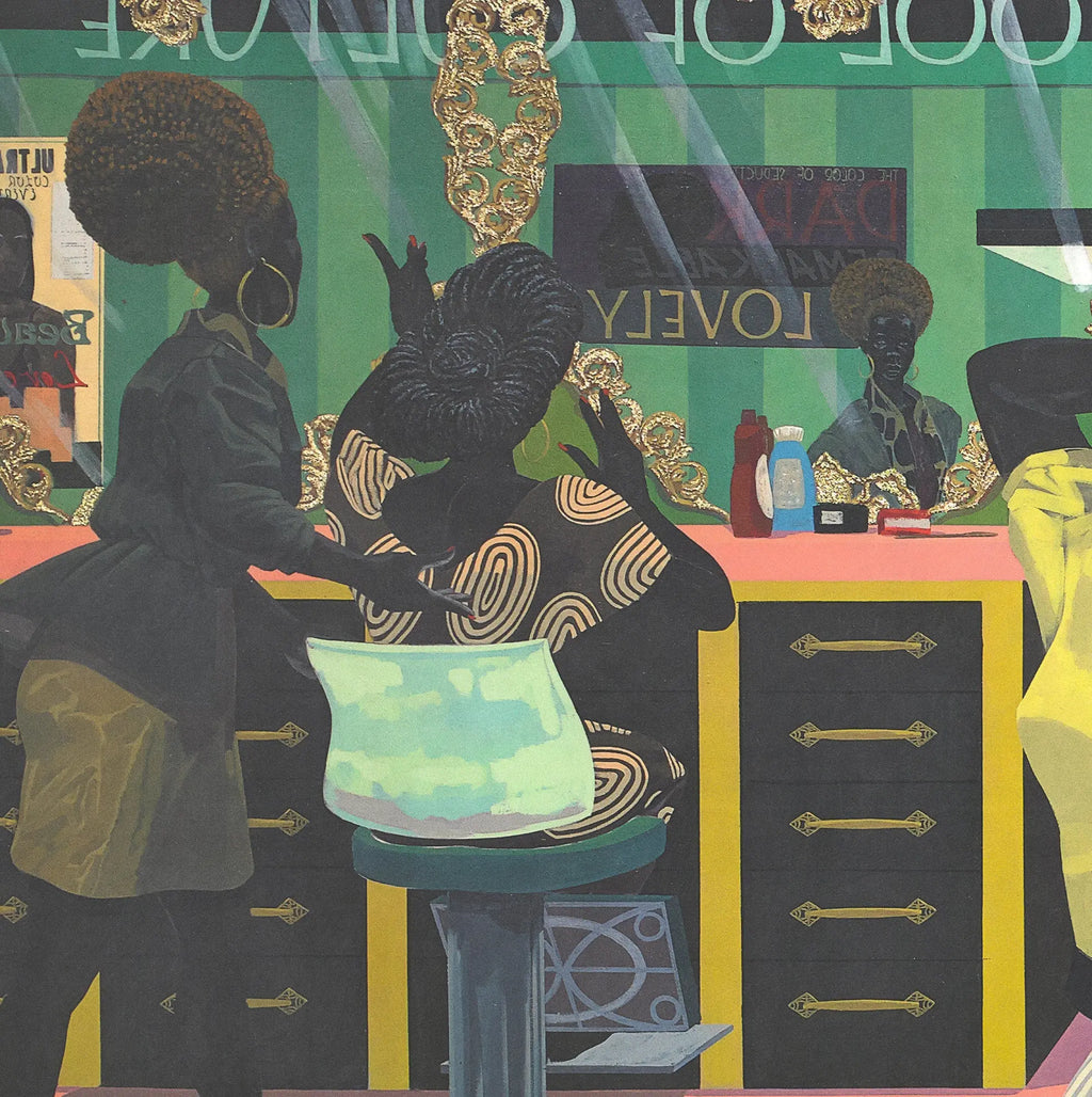 Kerry James Marshall School of Beauty School of Culture exhibition poster featuring vibrant artwork and bold design.