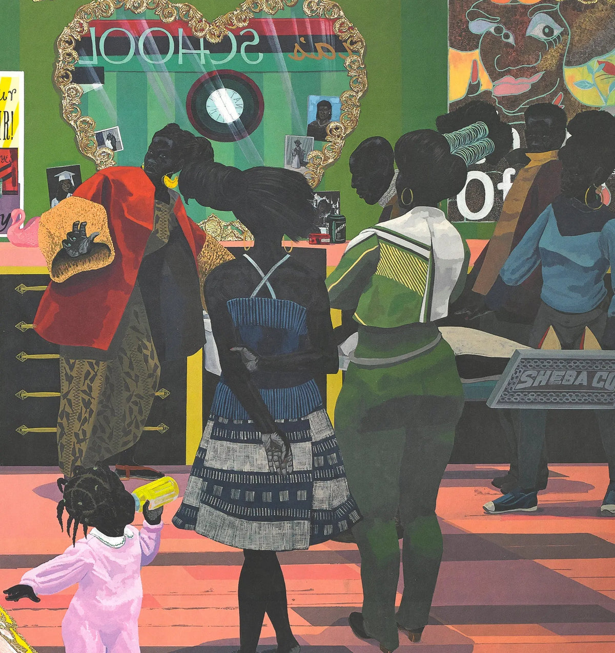 Kerry James Marshall School of Beauty and Culture exhibition poster featuring vibrant artwork and bold text design.