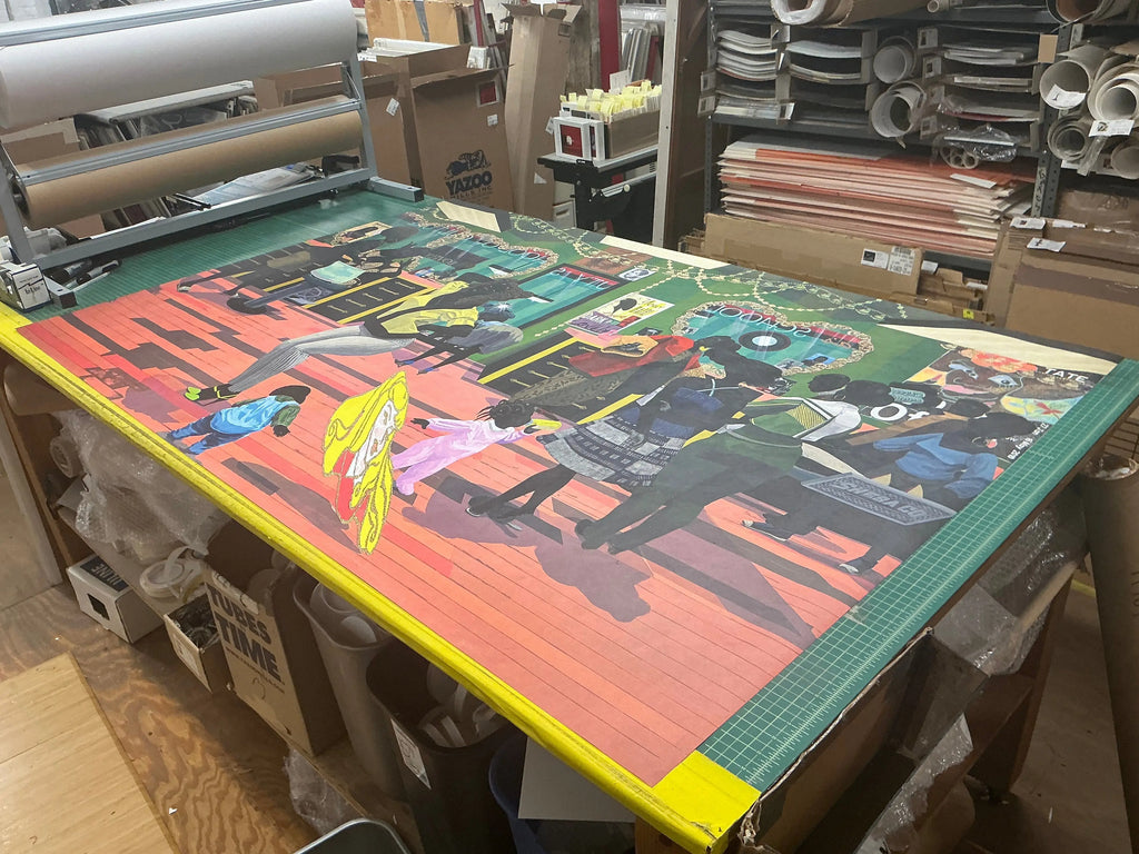 Kerry James Marshall School of Beauty School of Culture exhibition poster featuring bold artwork and vibrant colors.