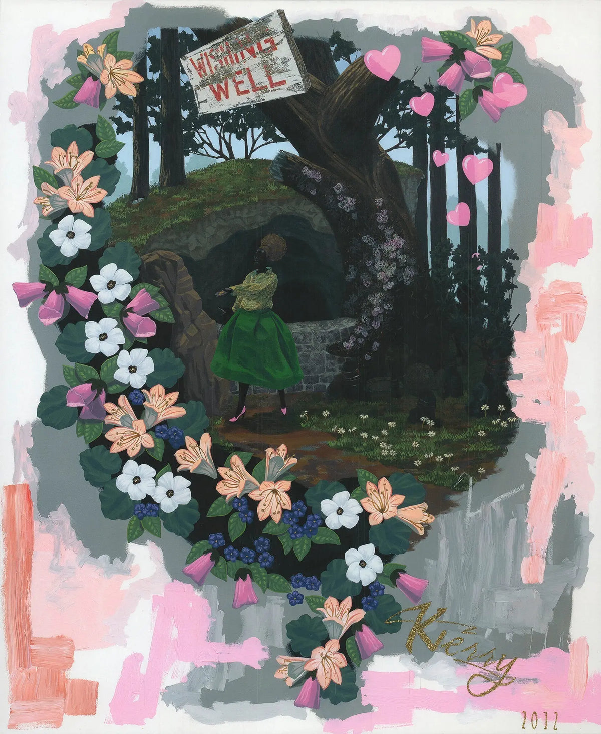 Kerry James Marshall Vignette Wishing Well Royal Academy art print featuring vibrant colors and detailed imagery of a wishing well scene.