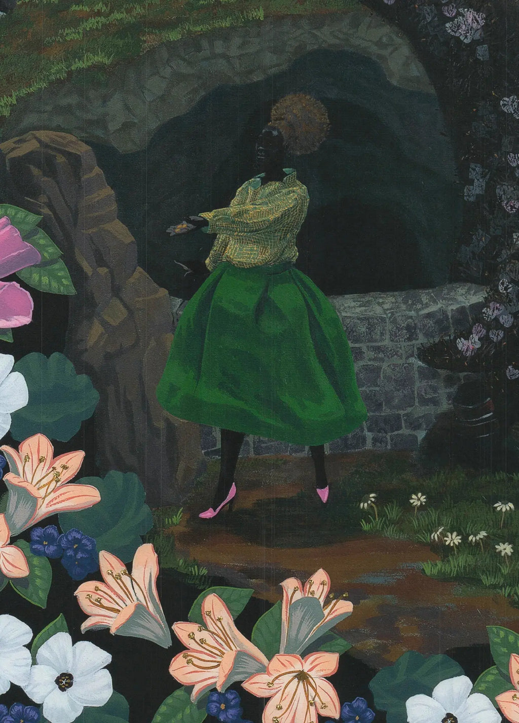 Kerry James Marshall Vignette Wishing Well art print featuring vibrant, detailed imagery of a wishing well scene displayed on white background