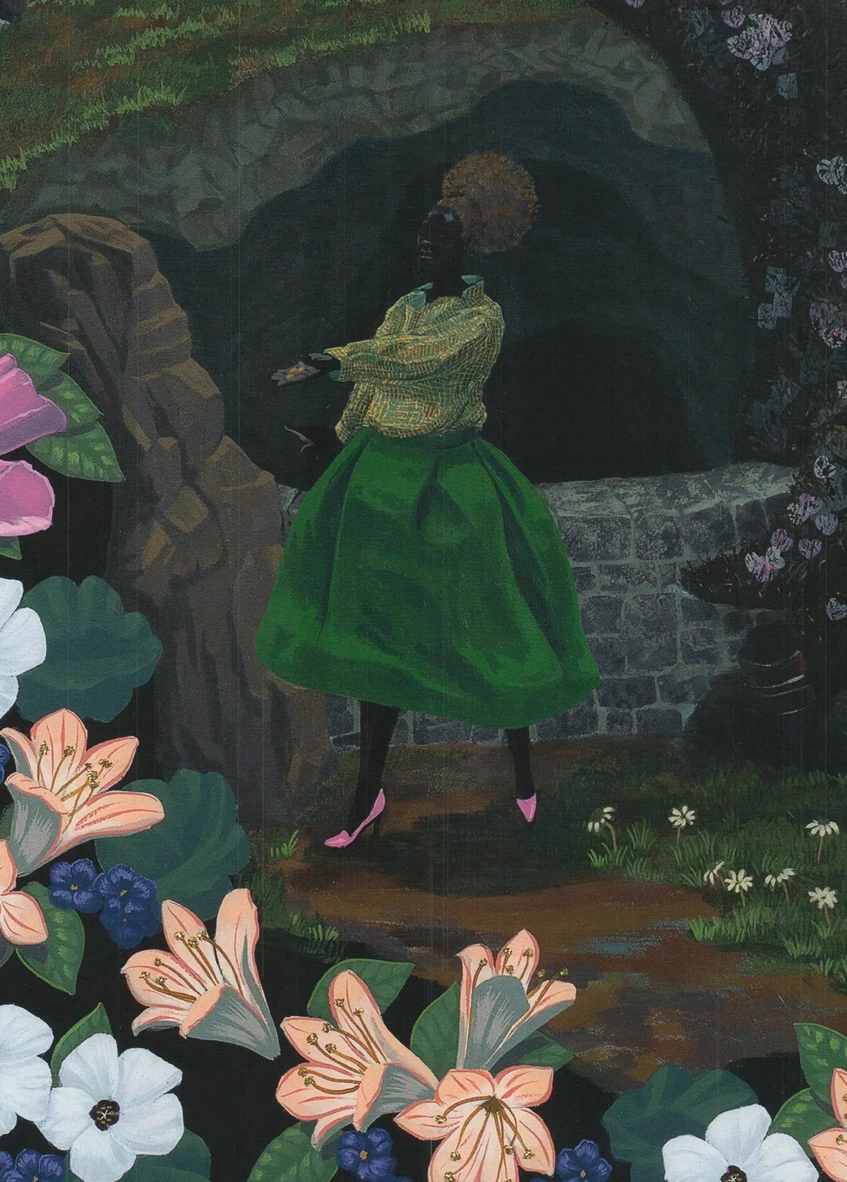 Kerry James Marshall Vignette Wishing Well art print featuring vibrant, detailed imagery of a wishing well scene displayed on white background