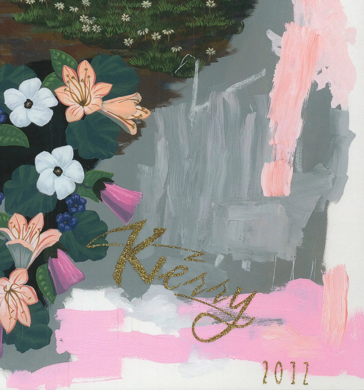 Kerry James Marshall Vignette Wishing Well Royal Academy art print featuring vibrant colors and detailed imagery, displayed on a wall.