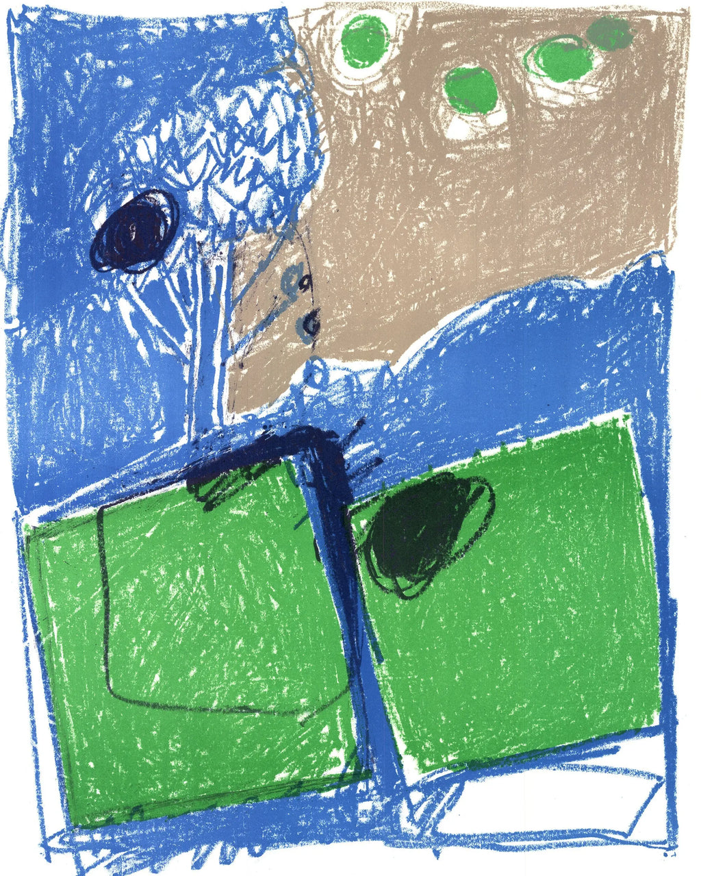 Original lithograph exhibition poster by Kimura for the 1982 Yomiuri Galerie art show, featuring abstract artwork and bold colors.