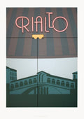 Vintage European landmark serigraph art poster by Perry King Rialto 1984, published by King Graphics, featuring vibrant cityscape details.