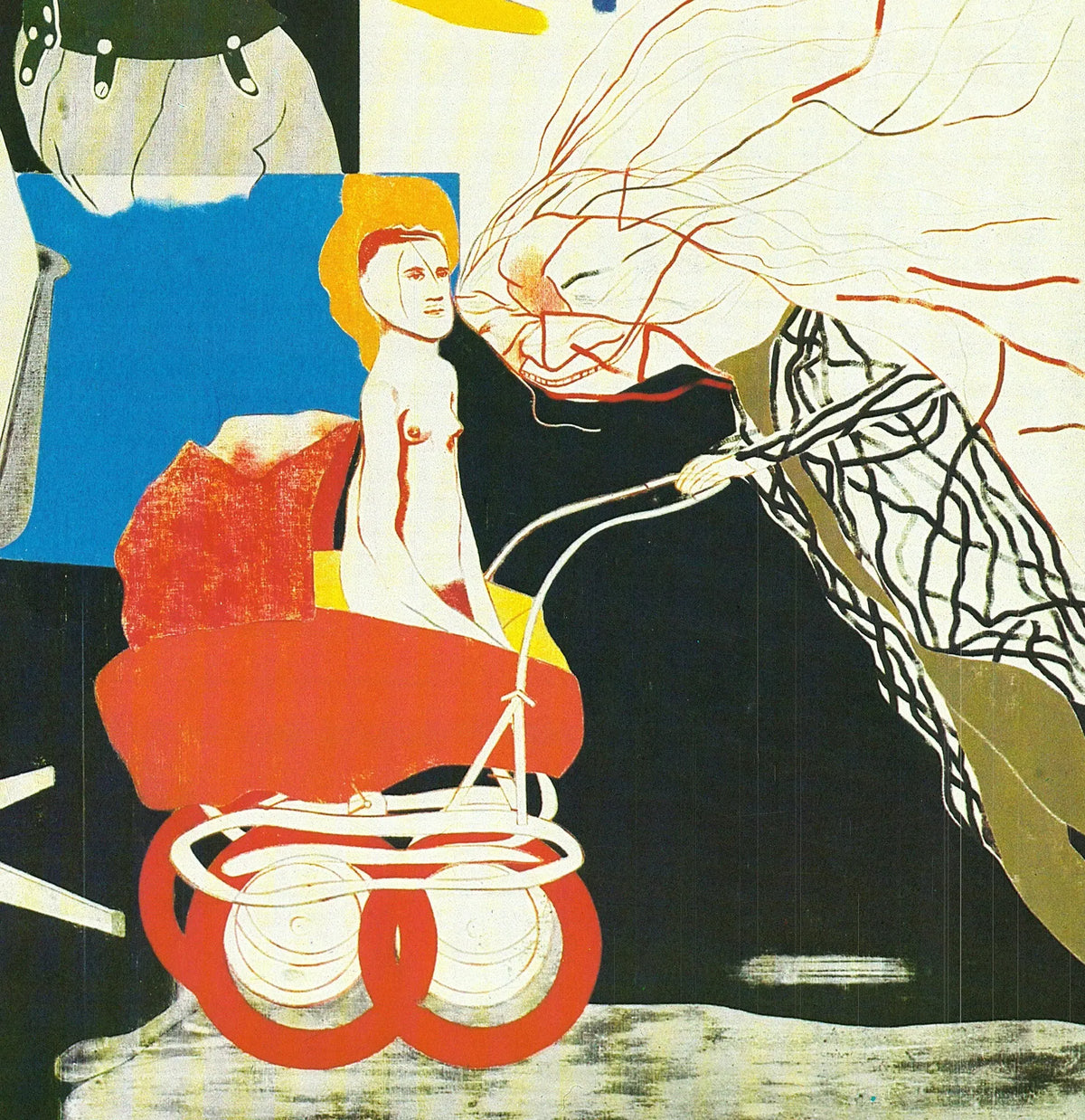 Original offset lithograph exhibition poster by R.B. Kitaj titled The Ohio Gang 1981, featuring vibrant artwork and bold typography.