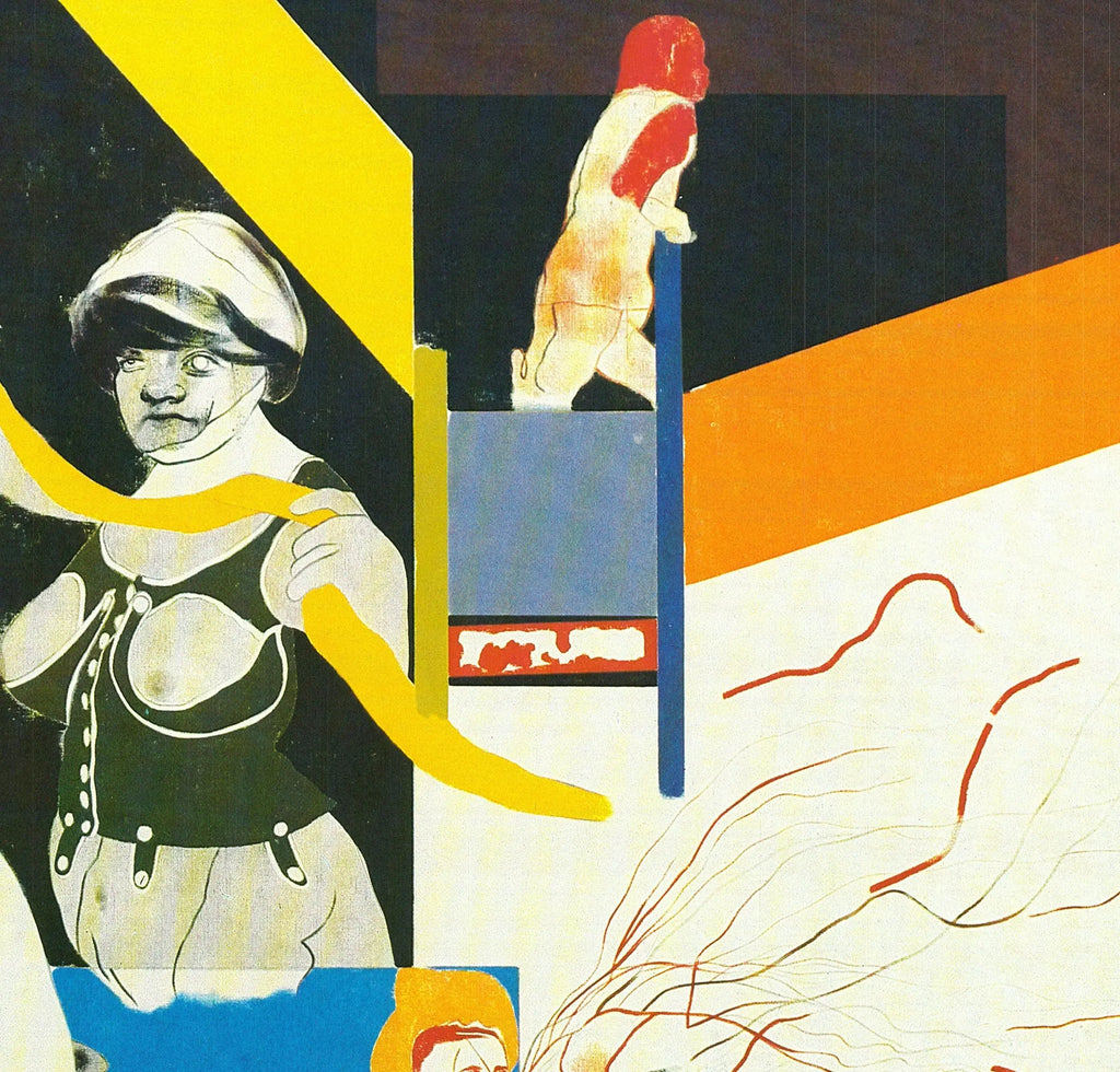 Original offset lithograph exhibition poster by R.B. Kitaj, The Ohio Gang 1981, featuring vibrant artwork and bold typography.