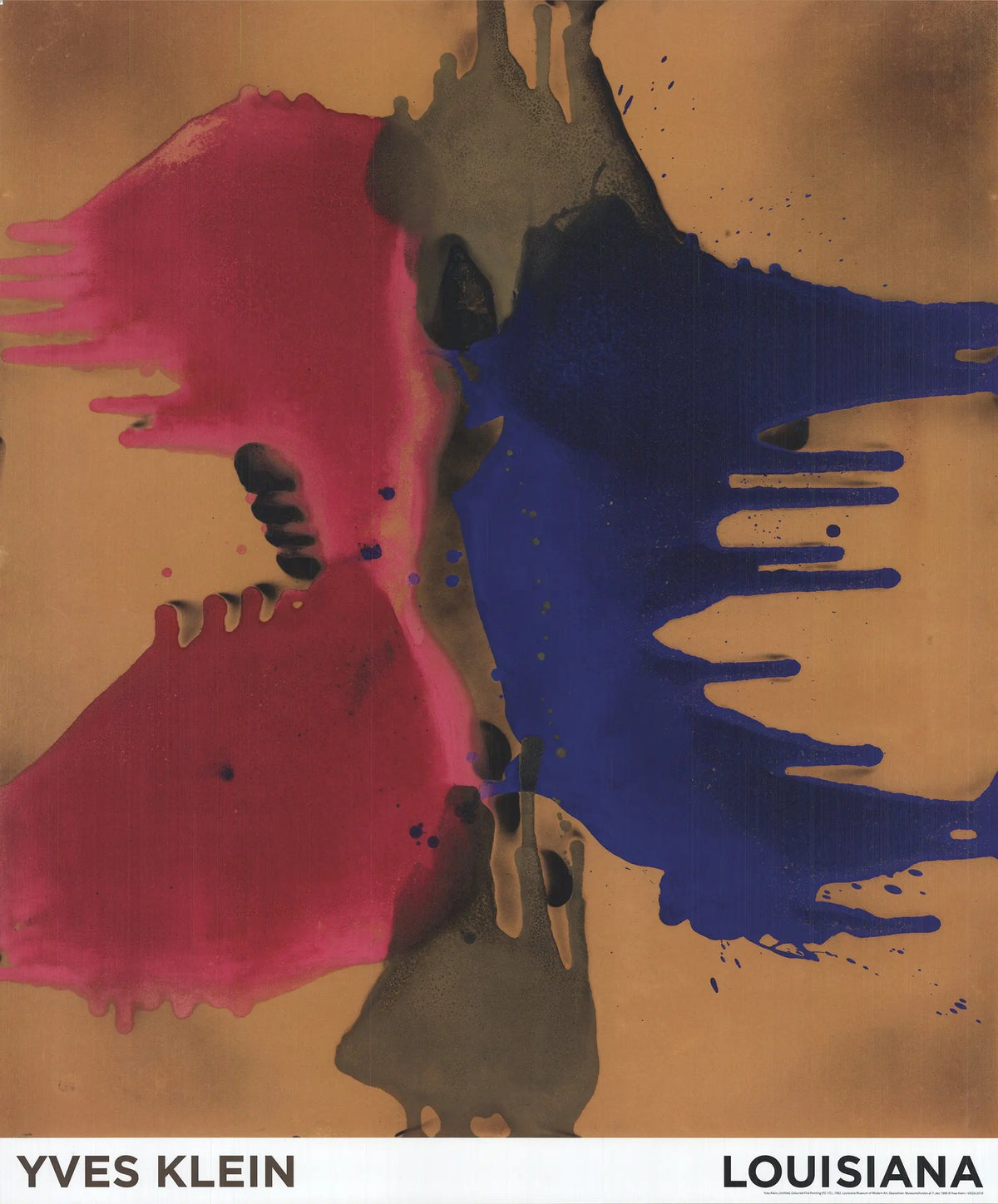 Yves Klein Coloured Fire painting offset lithograph museum poster featuring vibrant abstract fire design by Klein.
