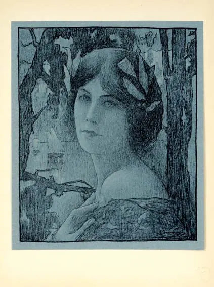 Original 1897 Nuit Douce Art Nouveau stone lithograph by Guinier, featuring elegant floral and night scene imagery.
