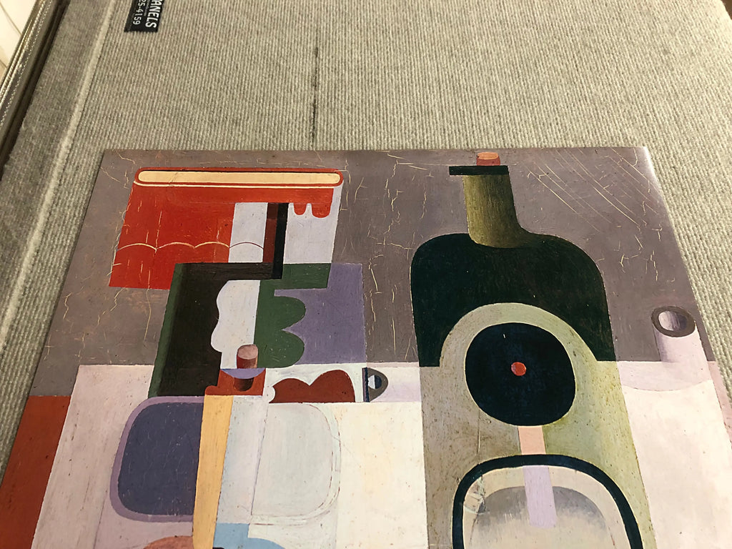 Le Corbusier Deux Bouteilles exhibition offset lithograph art poster featuring abstract bottle designs and bold geometric shapes.