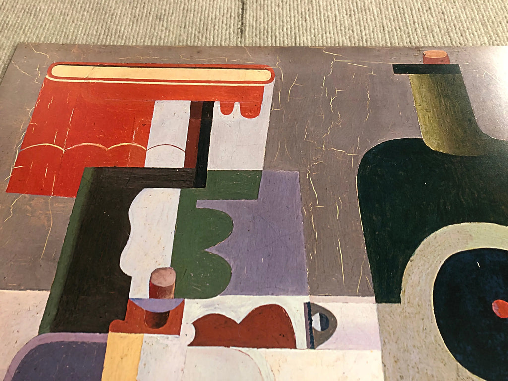 Le Corbusier Deux Bouteilles exhibition offset lithograph art poster showing modern abstract bottle designs on textured paper