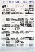 Le Corbusier architectural offset lithograph poster featuring designs and projects from 2017, showcasing modernist architectural artwork.