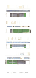 Le Corbusier Villa Savoye four elevations architectural modernist art poster showcasing the modernist building design.