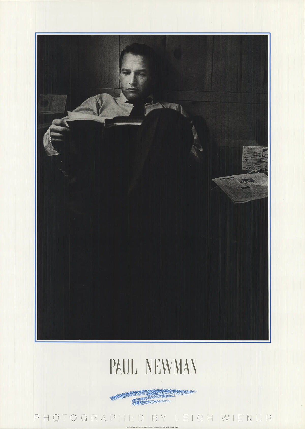 Leigh Wiener Paul Newman 1992 photography offset lithograph art poster featuring a classic portrait of actor Paul Newman.