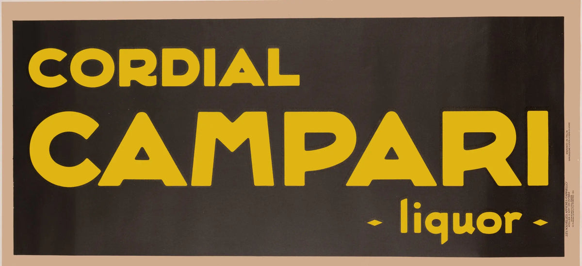 Original 1921 Campari lithograph banner by Leonetto Cappiello, featuring vibrant vintage artwork and bold graphic design.