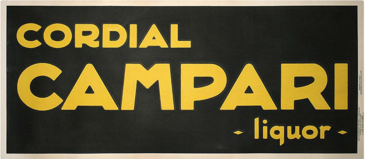 Original 1921 Campari lithograph banner by Leonetto Cappiello featuring vibrant vintage artwork for the iconic Italian aperitif.