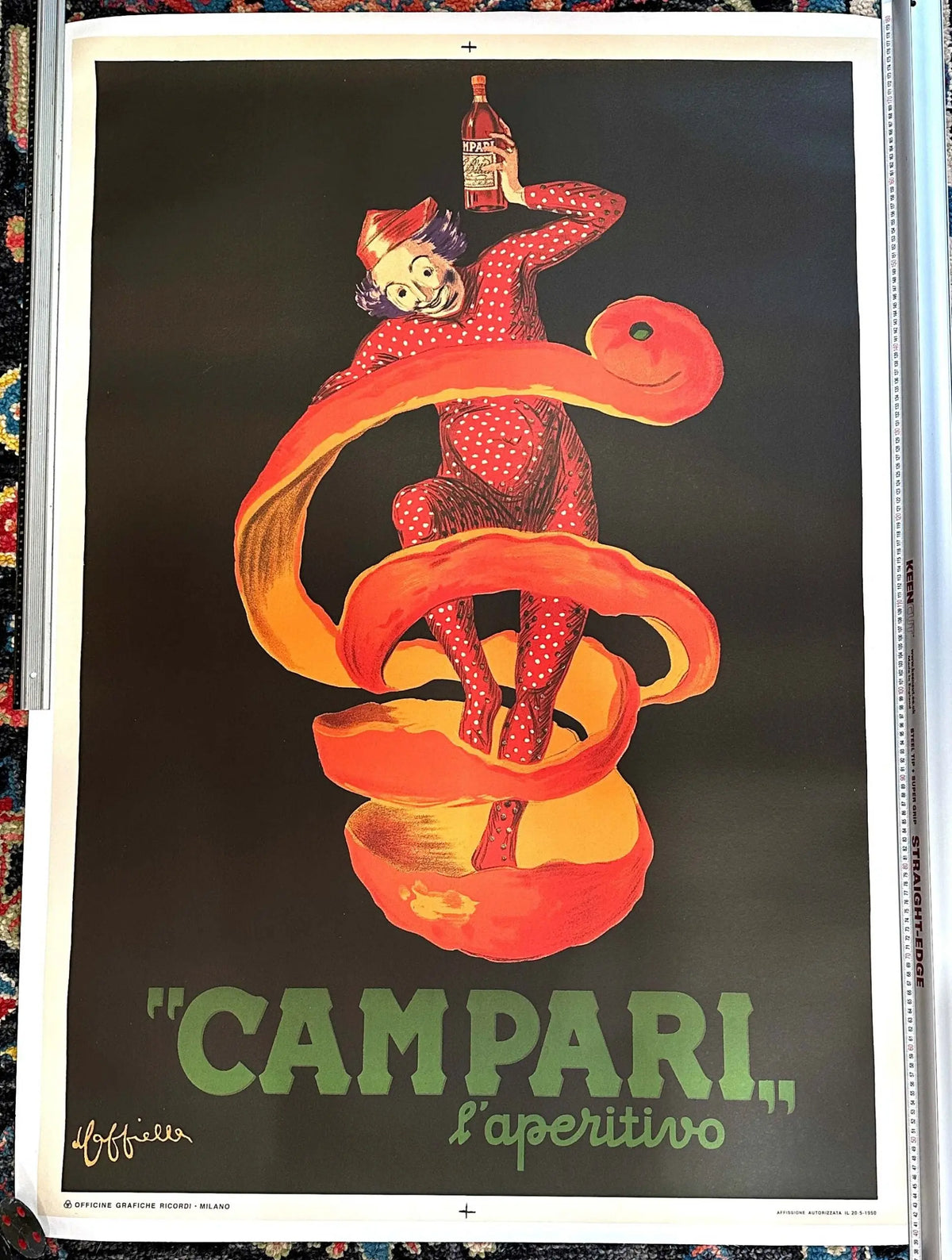 Vintage 1950s Campari L’Aperitivo poster by Leonetto Cappiello featuring bold graphic art and vibrant colors.