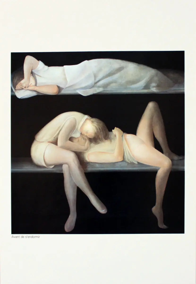 Leonor Fini Avant de S'Endormir 1983 original offset lithograph poster, featuring surreal artwork by the artist.