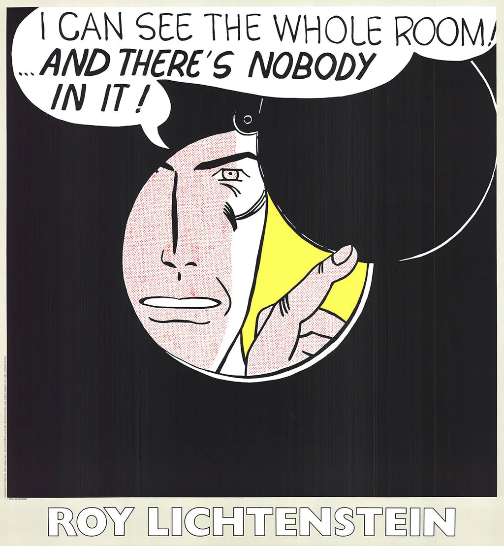 Roy Lichtenstein I Can See The Whole Room 1989 serigraph, vibrant pop art print with bold colors and comic-style imagery.
