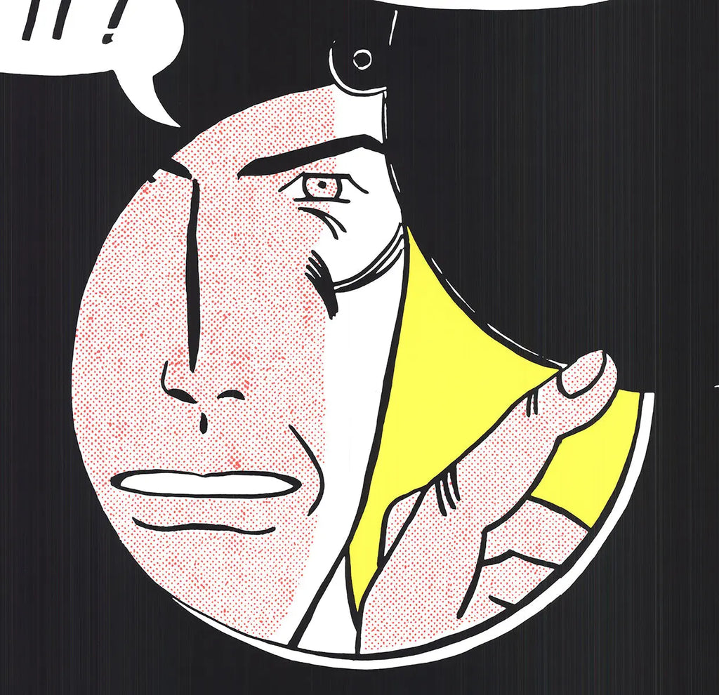 Roy Lichtenstein "I Can See The Whole Room" 1989 serigraph artwork, featuring bold comic-style graphics and vibrant colors.