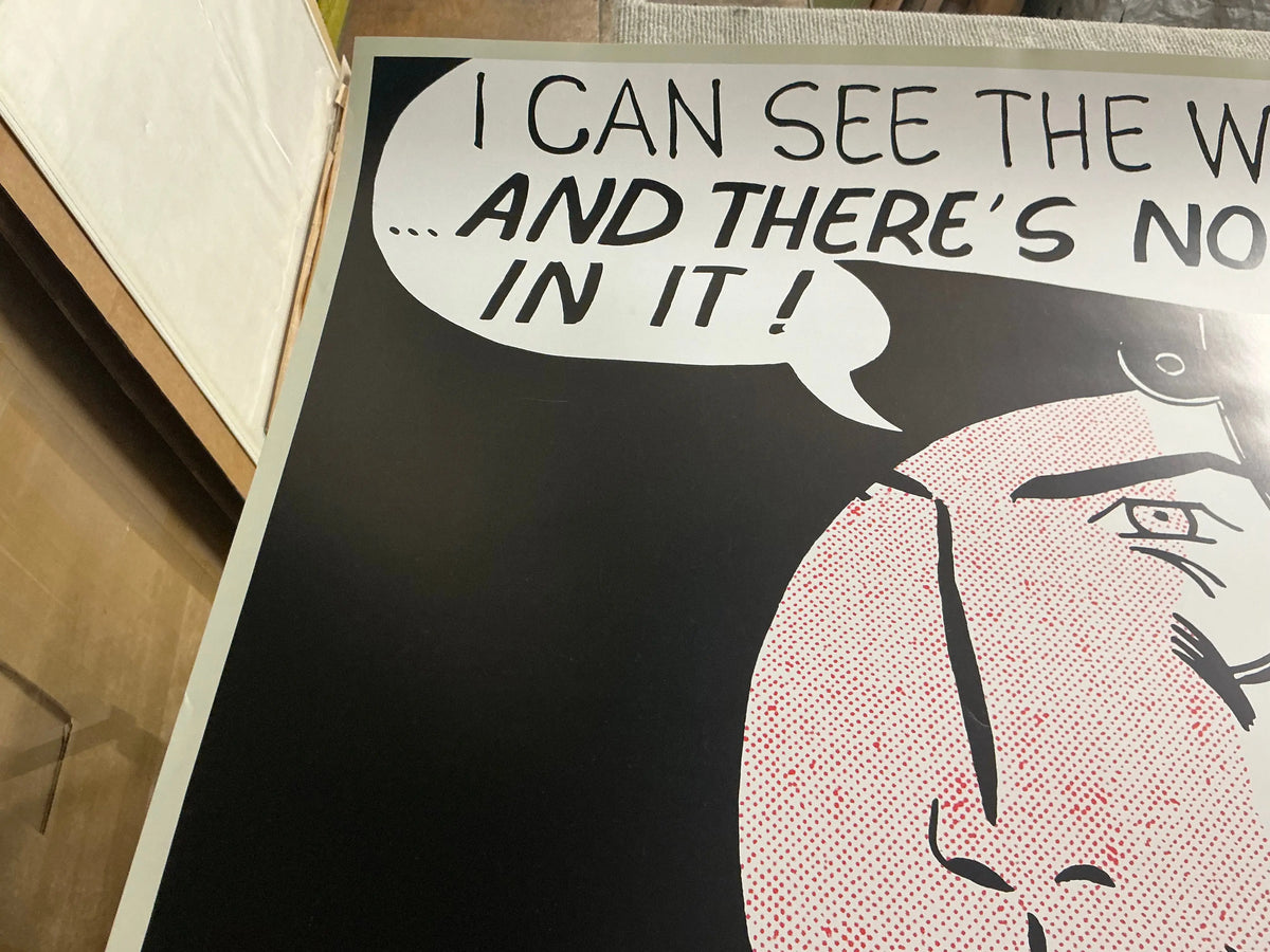 Roy Lichtenstein serigraph titled "I Can See The Whole Room" from 1989, featuring bold comic-style artwork and vibrant colors.