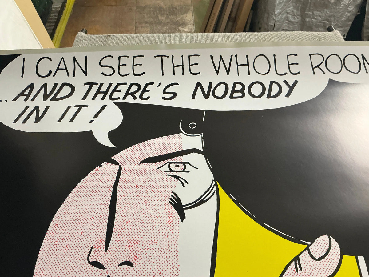 Roy Lichtenstein I Can See The Whole Room 1989 serigraph, bold pop art print with vibrant colors and comic book style imagery.