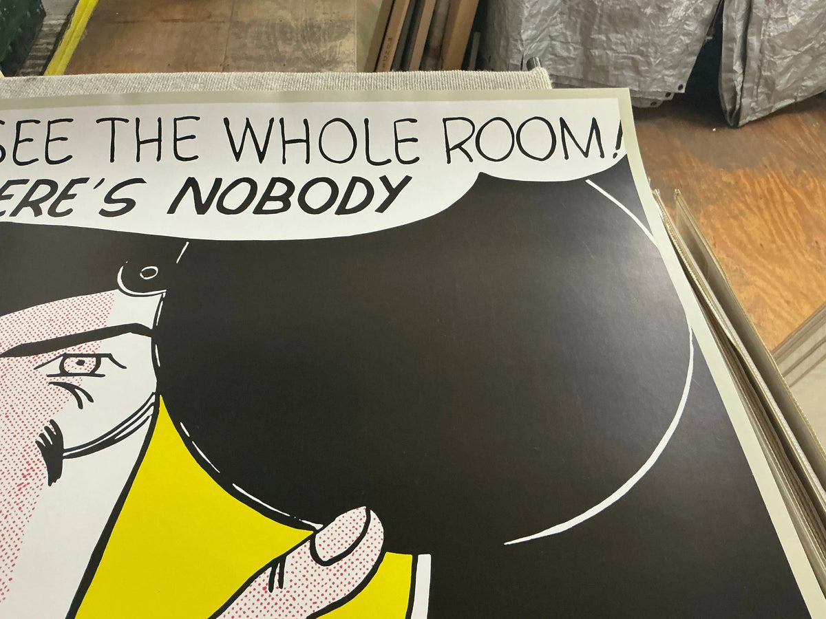 Roy Lichtenstein I Can See The Whole Room 1989 serigraph, colorful pop art print featuring bold comic book style imagery.