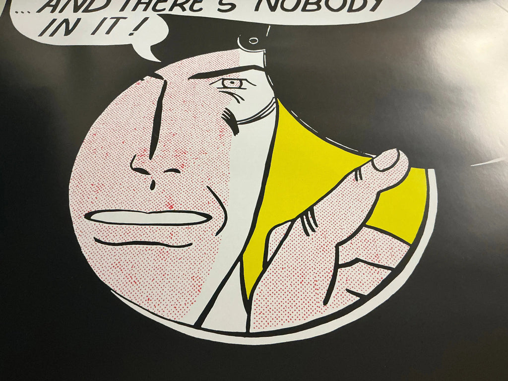 Roy Lichtenstein serigraph titled "I Can See The Whole Room" from 1989, featuring bold comic-style artwork with vibrant colors.