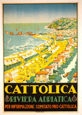 Vintage 1926 Cattolica Riviera Adriatica travel poster by Livio Apollini featuring Art Deco style and seaside scenery.