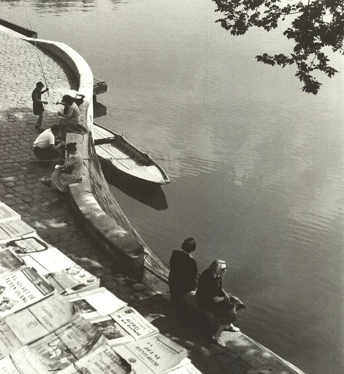 Louis Stettner Sur Les Quais 1988 vintage photography poster art print featuring a cityscape scene with pedestrians and waterfront.