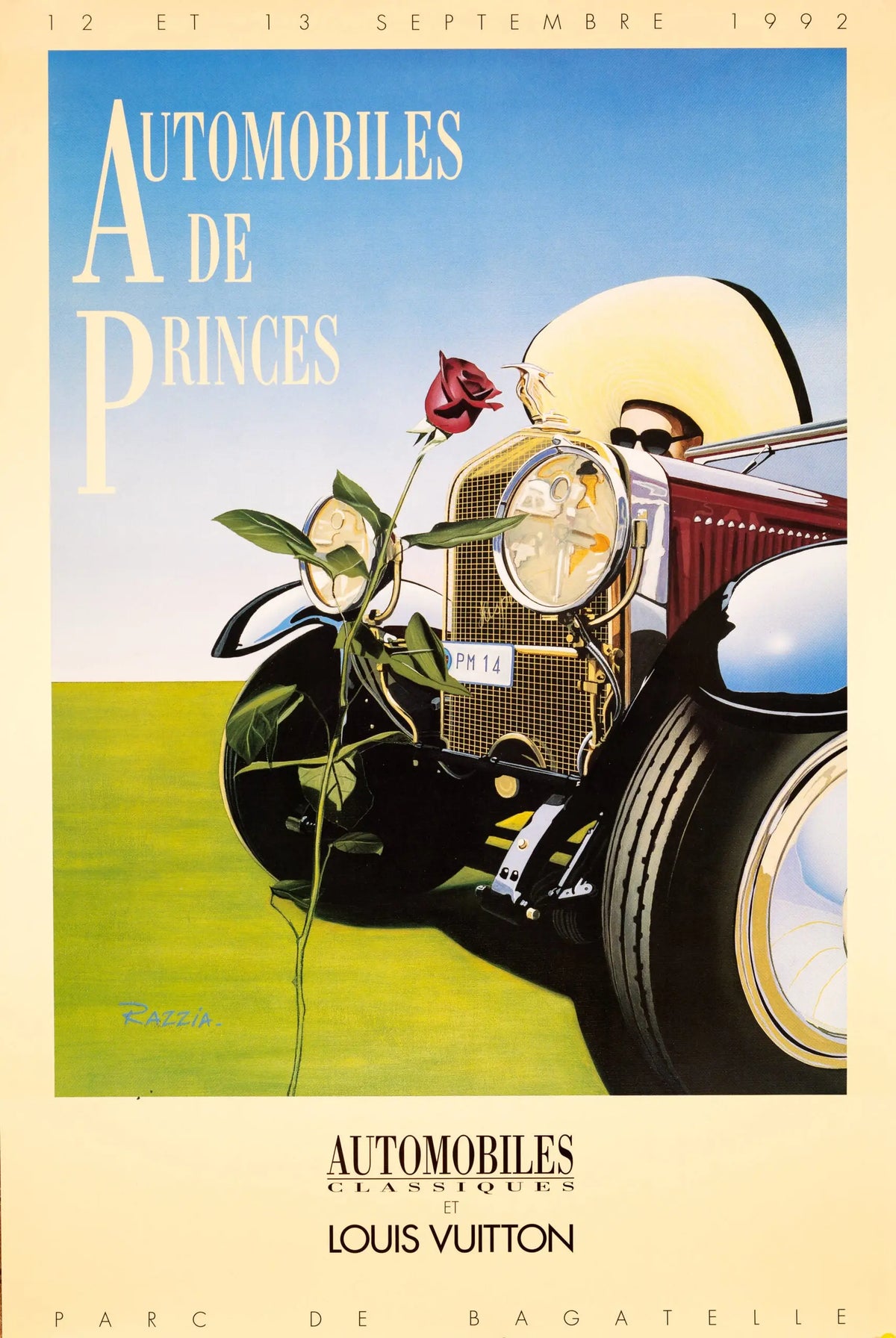 Vintage Louis Vuitton Bagatelle 1992 serigraph art poster featuring colorful abstract design and bold lettering.