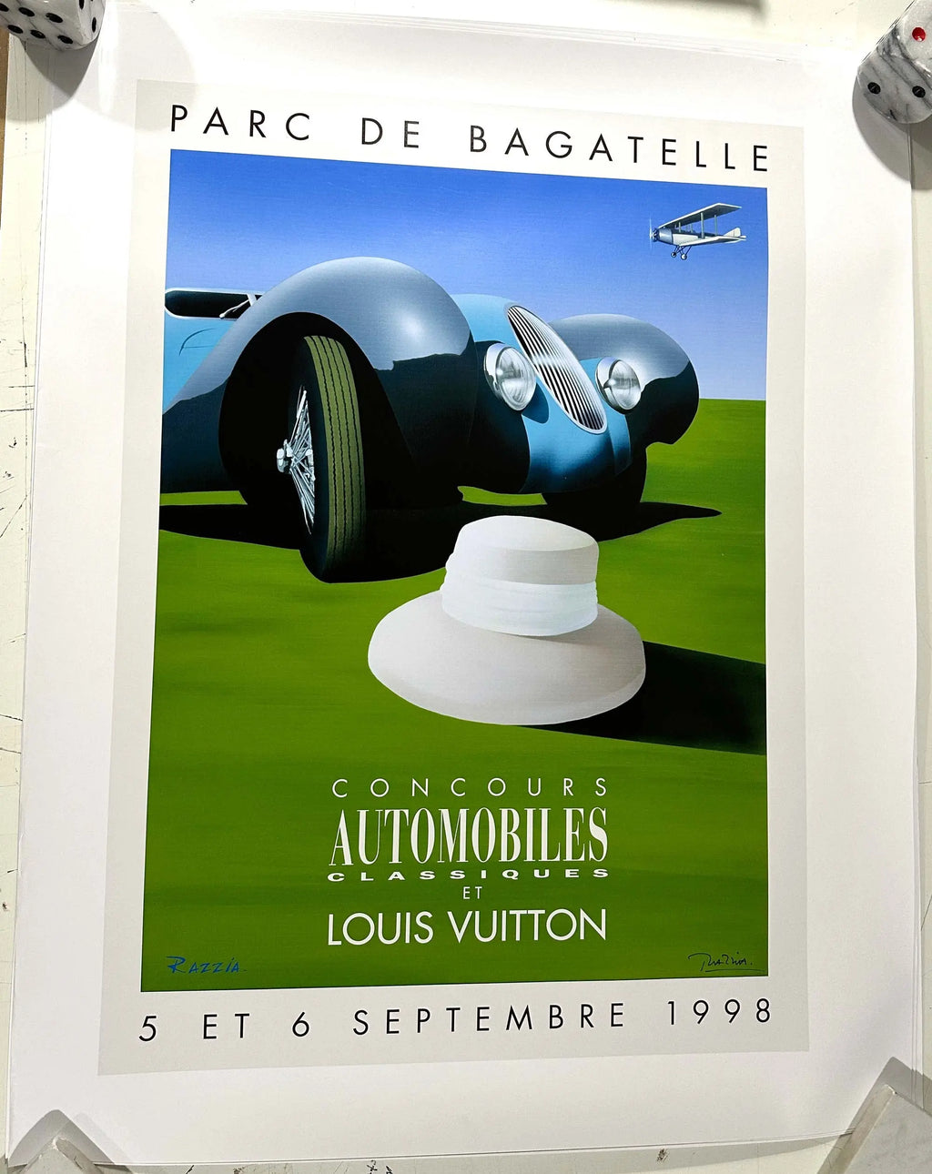 Louis Vuitton Razzia Bagatelle 1998 signed original serigraph poster, featuring vibrant artwork and bold design elements.