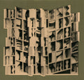 Limited edition gold foil print by Louise Nevelson, showcasing abstract geometric shapes and textured artwork.