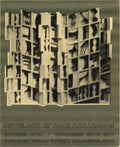 Louise Nevelson Lunar Gold 1977 exhibition invitation art postcard featuring abstract gold-toned artwork by the artist.