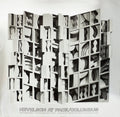 Louise Nevelson Lunar Silence silver foil exhibition art print from 1977, showcasing abstract sculpture design and textured details.