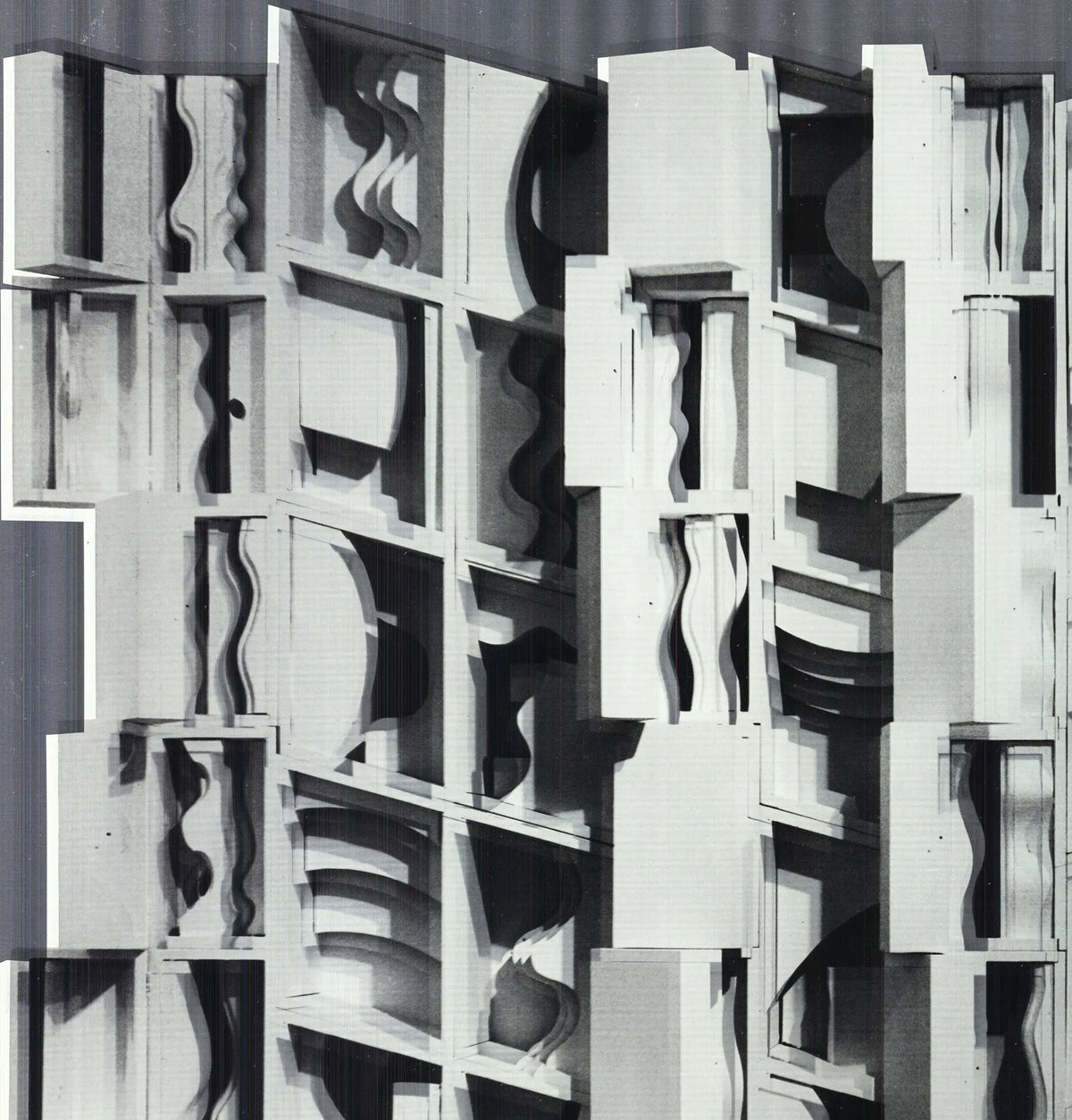 Louise Nevelson signed Lunar Silence silver foil exhibition art print showcasing abstract geometric shapes and metallic finish.