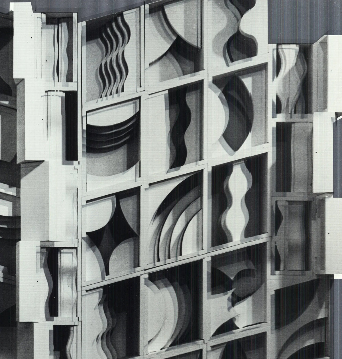 Louise Nevelson Lunar Silence silver foil art print, signed exhibition piece featuring abstract sculpture design.