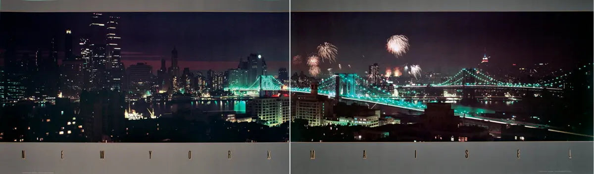 Jay Maisel New York 1984 Diptych photography offset lithograph print showcasing urban cityscape and vibrant street scenes.