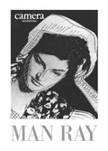 Vintage Man Ray camera lithograph exhibition poster from 1985, showcasing a vintage offset print design with artistic photography elements.