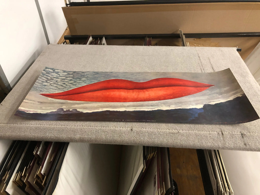 Original Man Ray Lips 1966 lithograph art poster featuring bold lips from the Man Ray exhibition, vintage offset print.