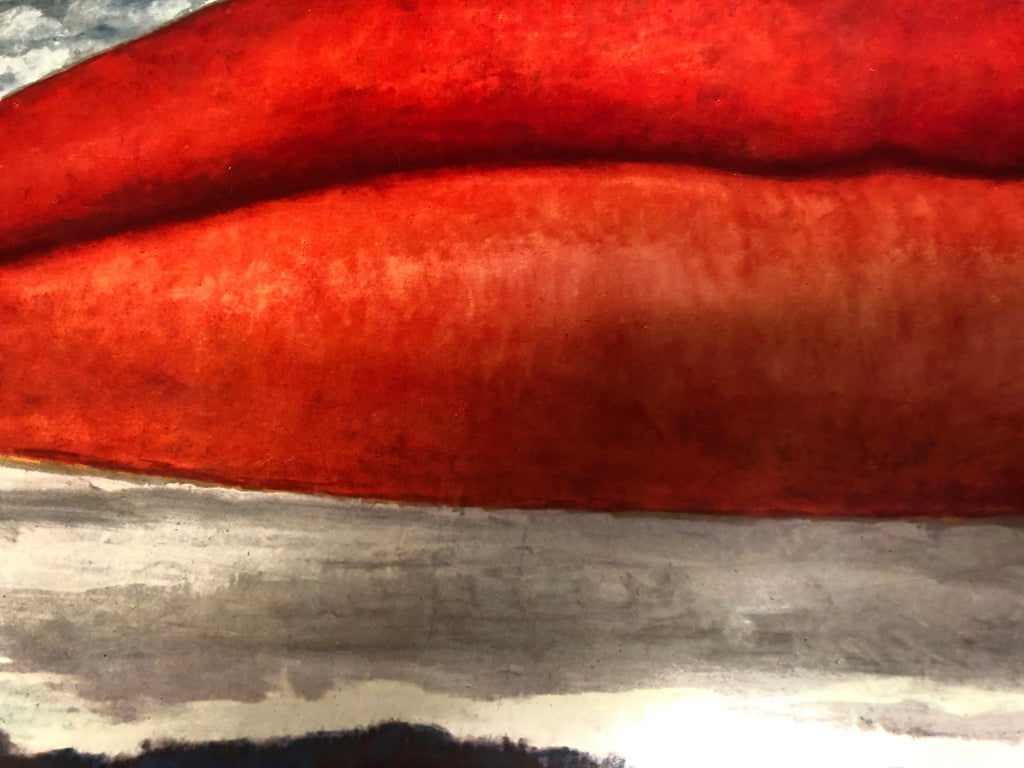 Man Ray Lips 1966 original exhibition offset lithograph art poster showcasing bold, abstract lips in black and white.
