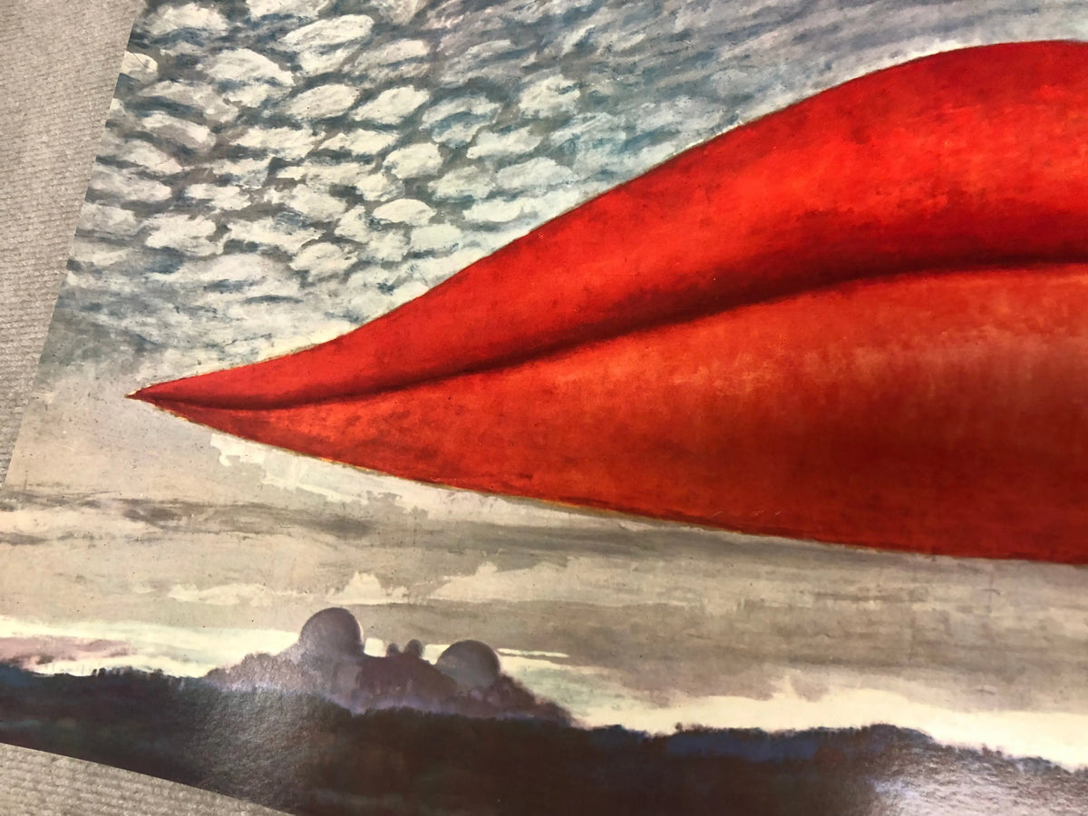 Man Ray Lips 1966 original exhibition offset lithograph art poster featuring abstract lips in black and white.