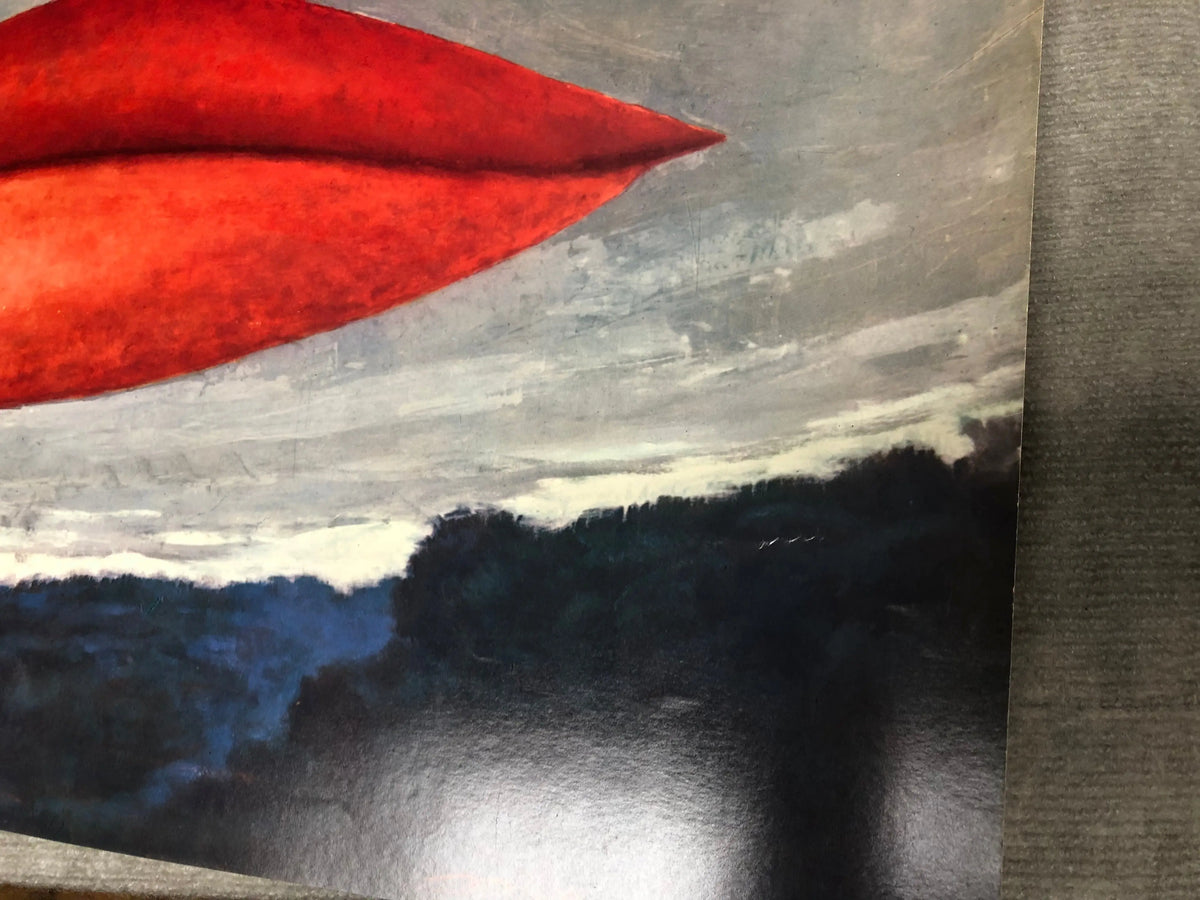 Man Ray Lips 1966 original exhibition offset lithograph art poster featuring bold lips in black and white.