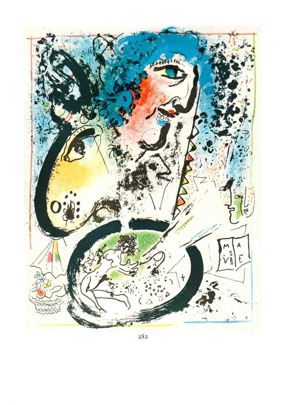Marc Chagall lithograph print from Tome I frontispiece, 1963, featuring colorful offset lithograph artwork by the renowned artist.